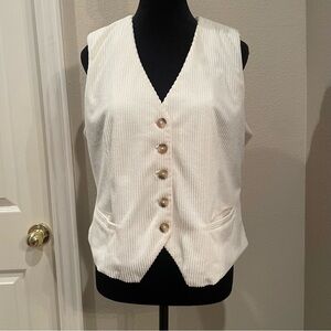 Evereve Ivory Button-Down Vest